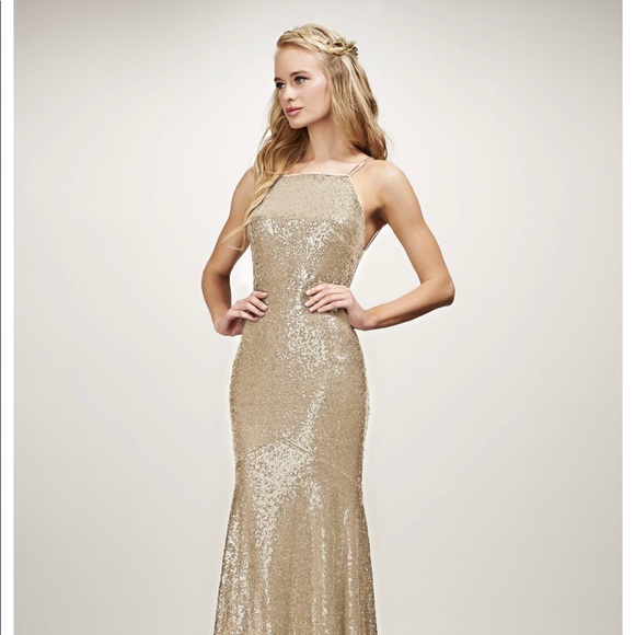 Theia Jessica Bridesmaid Dress (MATTE  GOLD) NEW - Picture 2 of 3